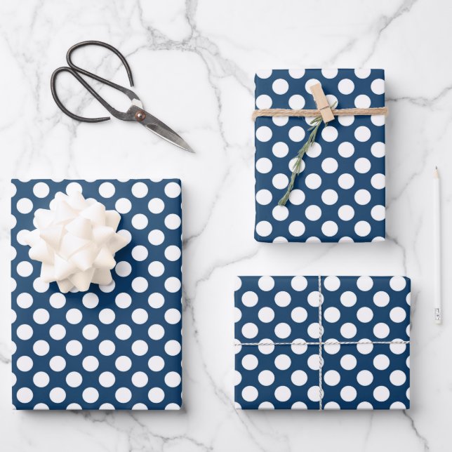 Blue Polka Dots, Polka Dot Pattern, Dots Geschenkpapier Set (Vorderseite)