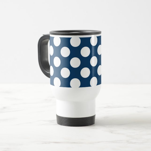 Blue Polka Dots, Polka Dot Pattern, Dots Reisebecher (Vorderseite Links)