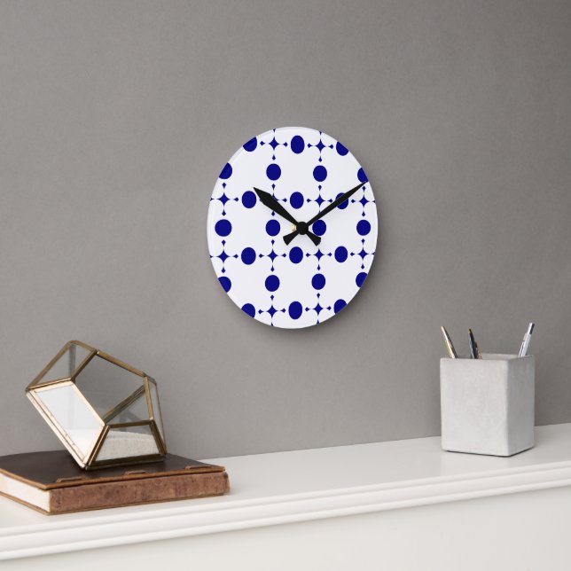Blue Polka Dots, Polka Dot Pattern, Dots Runde Wanduhr (Büro)