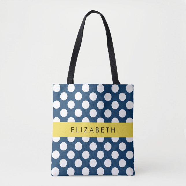 Blue Polka Dots, Polka Dot Pattern, Ihr Name (Vorderseite)