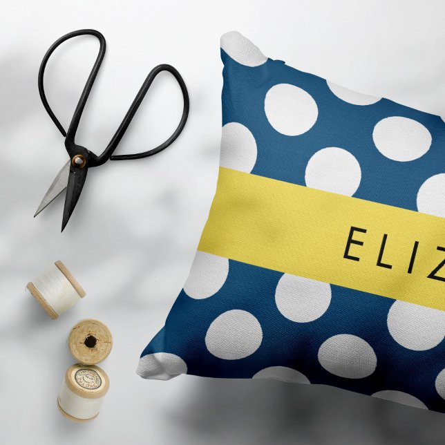 Blue Polka Dots, Polka Dot Pattern, Ihr Name Dekokissen (Von Creator hochgeladen)