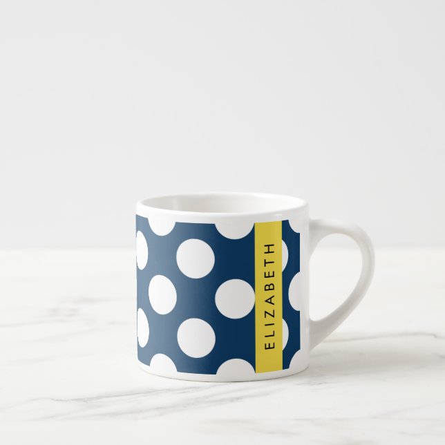 Blue Polka Dots, Polka Dot Pattern, Ihr Name Espressotasse (Rechts)