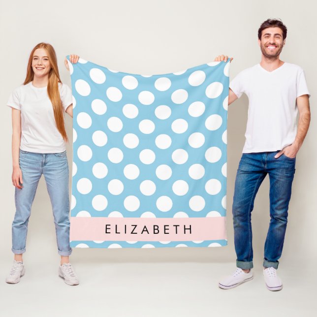 Blue Polka Dots, Polka Dot Pattern, Ihr Name Fleecedecke (Beispiel)