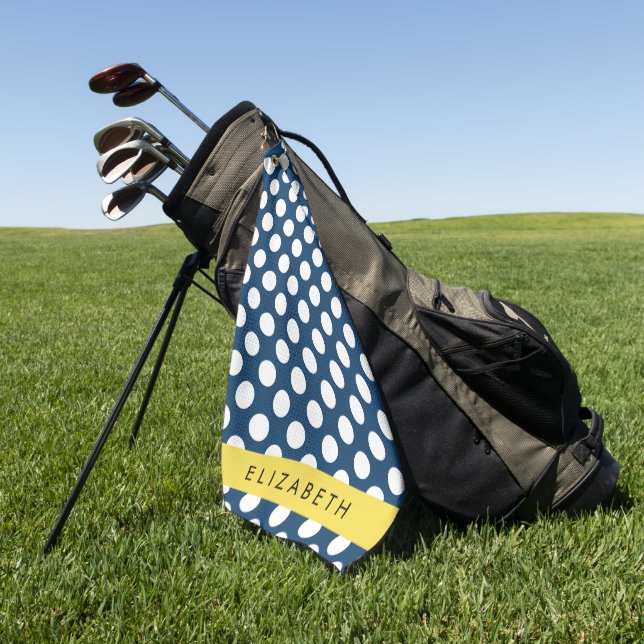 Blue Polka Dots, Polka Dot Pattern, Ihr Name Golfhandtuch (Gras)