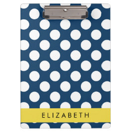 Blue Polka Dots, Polka Dot Pattern, Ihr Name Klemmbrett