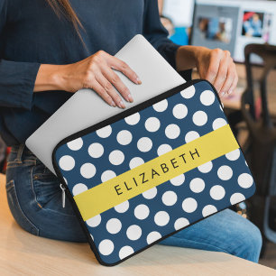 Blue Polka Dots, Polka Dot Pattern, Ihr Name Laptopschutzhülle