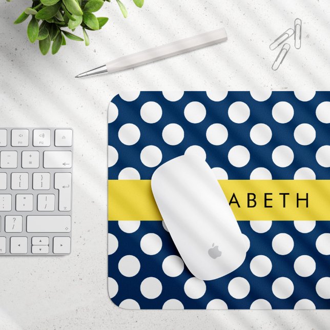 Blue Polka Dots, Polka Dot Pattern, Ihr Name Mousepad (Von Creator hochgeladen)