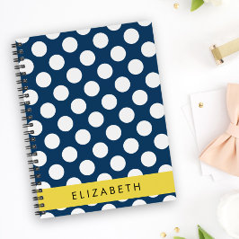 Blue Polka Dots, Polka Dot Pattern, Ihr Name Notizbuch