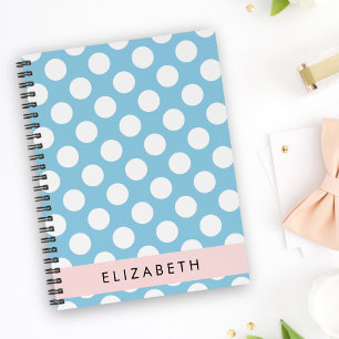 Blue Polka Dots, Polka Dot Pattern, Ihr Name Notizbuch