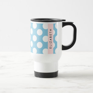 Blue Polka Dots, Polka Dot Pattern, Ihr Name Reisebecher