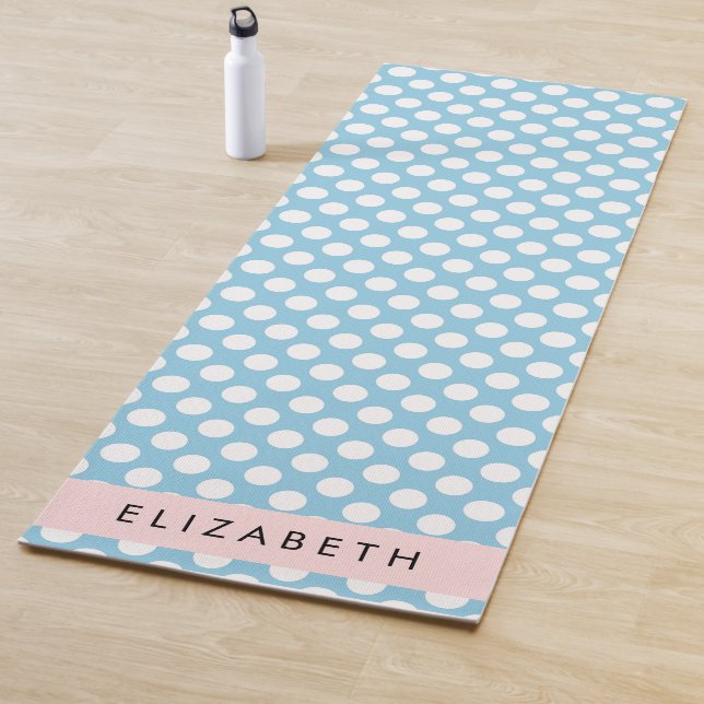 Blue Polka Dots, Polka Dot Pattern, Ihr Name Yogamatte (Beispiel)