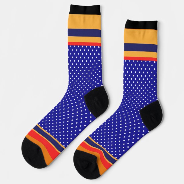 Blue Polka Dots + Streifen Socken (Linkes Detail)