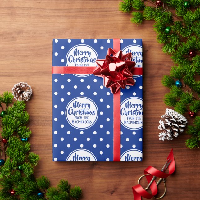 Blue Polka Dots Weihnachtswrapping Paper Geschenkpapier (Feiertagsgeschenk)