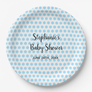 Blue Polka Dots White Baby Shower Boys Girls Niedl Pappteller