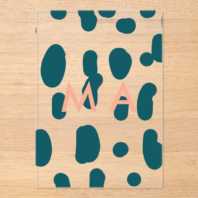Blue polkadot orange pastel monogram man letter pa acryleinladungen (Vorderseite)