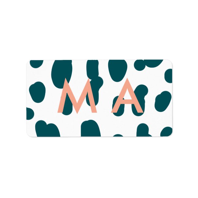 Blue polkadot orange pastel monogram man letter pa adressaufkleber (Vorne)