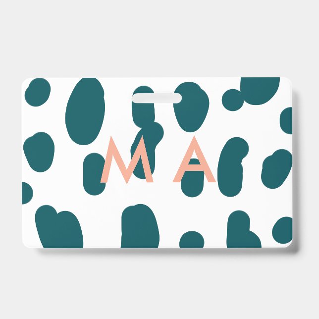 Blue polkadot orange pastel monogram man letter pa ausweis (Vorderseite)