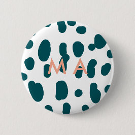 Blue polkadot orange pastel monogram man letter pa button