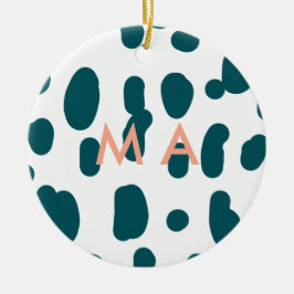 Blue polkadot orange pastel monogram man letter pa keramik ornament