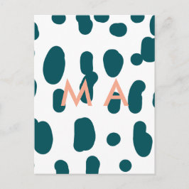 Blue polkadot orange pastel monogram man letter pa postkarte
