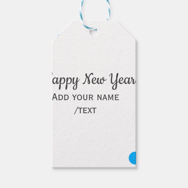 Blue polkadots happy new year add name messasimple geschenkanhänger (Vorderseite)