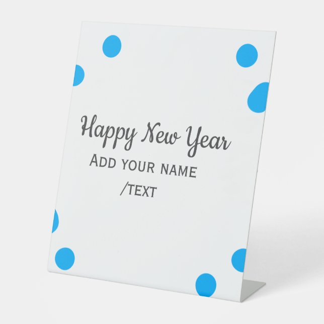 Blue polkadots happy new year add name messasimple sockelschild (Vorderseite)