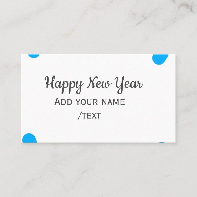Blue polkadots happy new year add name messasimple visitenkarte (Vorderseite)
