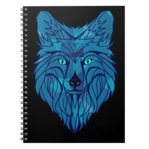 Blue Poly Wolf Head Notizblock