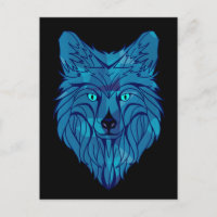 Blue Poly Wolf Head