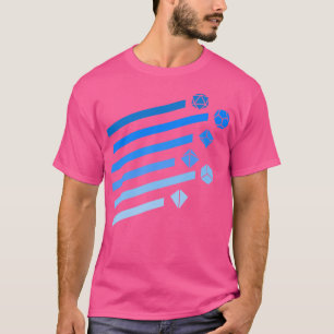Blue Polyhedral Dice Set Vintag Ray Tabletop Play T-Shirt
