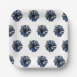 Blue Pom Paper Plate Pappteller