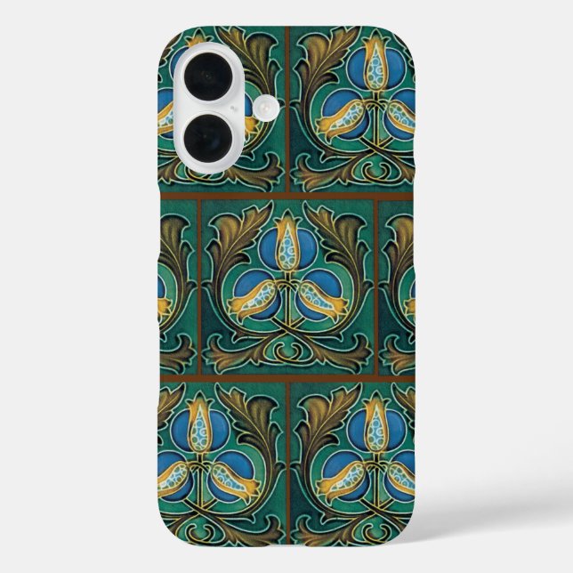 Blue Pomegranate Imitate Majolica Tile iPhone Case (Rückseite)