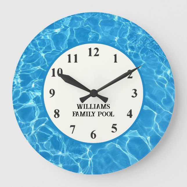 Blue Pool Clock - Wasserwall Uhr (Vorderseite)