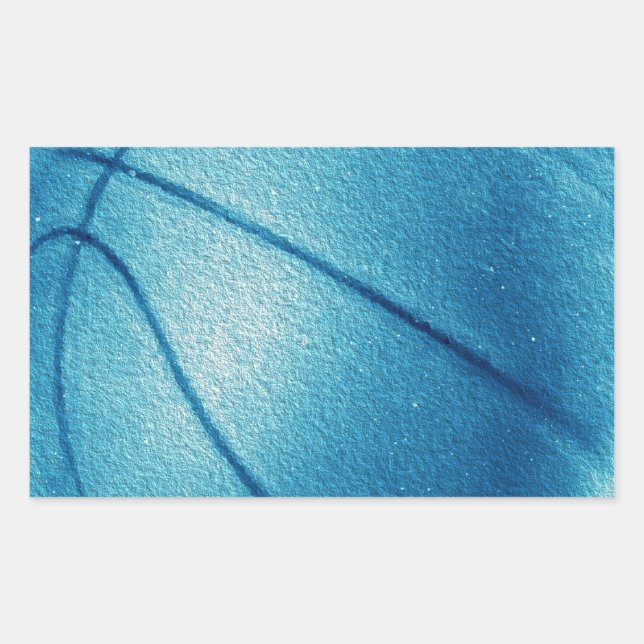 Blue Pop Art Basketball Rechteckiger Aufkleber (Vorderseite)