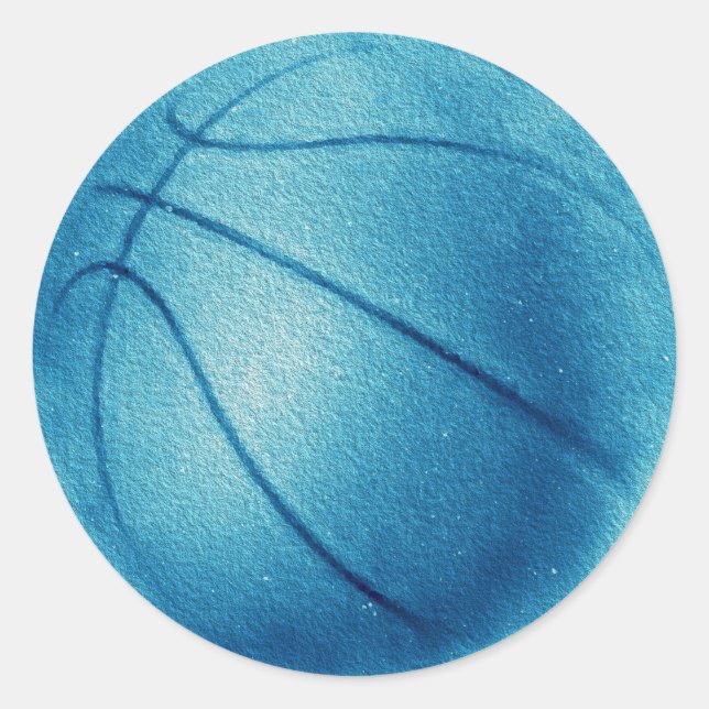 Blue Pop Art Basketball Runder Aufkleber (Vorderseite)