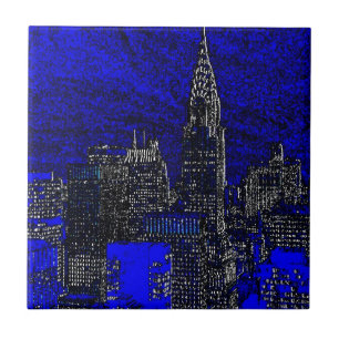 Blue Pop Art New York City Fliese