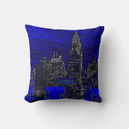 Blue Pop Art New York City Pillow Kissen