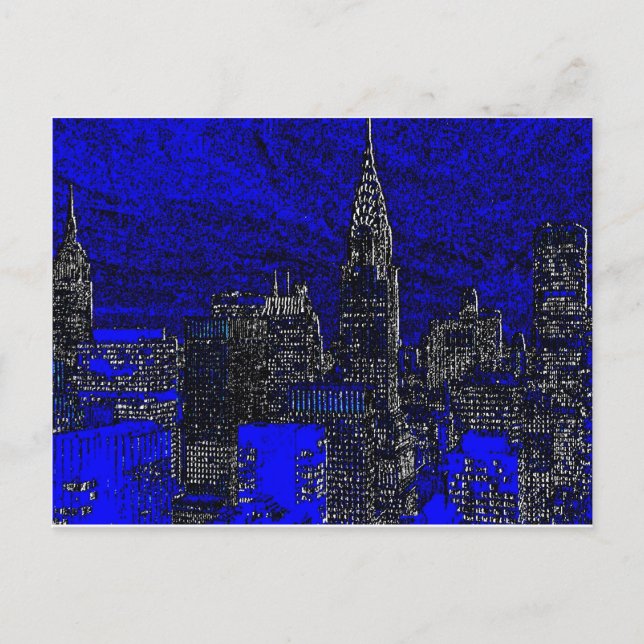Blue Pop Art New York City Postkarte (Vorderseite)