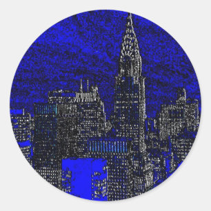 Blue Pop Art New York City Runder Aufkleber