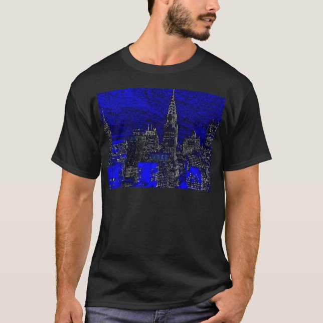 Blue Pop Art New York City T-Shirt (Vorderseite)