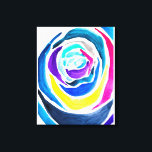 Blue Pop Art Rose Aquarell Leinwanddruck<br><div class="desc">Pop-Kunst aus original Aquarellmalerei einer blauen abstrakten Rose mit bunten Karikaturenfarben. Heller Pop Art.</div>