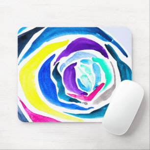 Blue Pop Art Rose Aquarell Mousepad