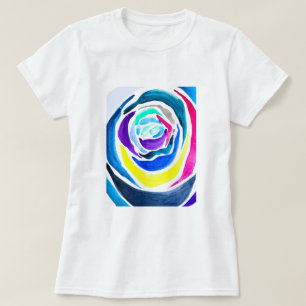 Blue Pop Art Rose Aquarell T-Shirt