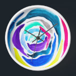 Blue Pop Art Rose Aquarell Uhr<br><div class="desc">Pop-Kunst aus original Aquarellmalerei einer abstrakten blauen Rose mit bunten Karikaturenfarben. Heller Pop Art.</div>