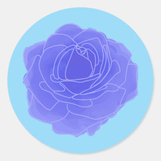 Blue Pop Art Rose Runder Aufkleber