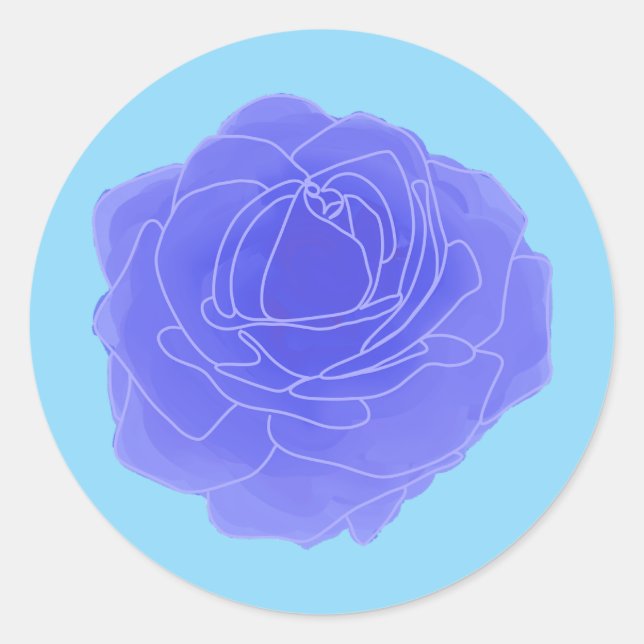 Blue Pop Art Rose Runder Aufkleber (Vorderseite)