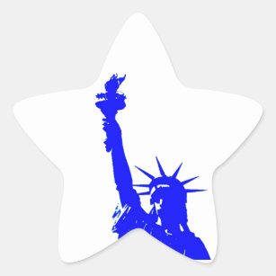 Blue Pop Art Statue of Liberty Stern-Aufkleber