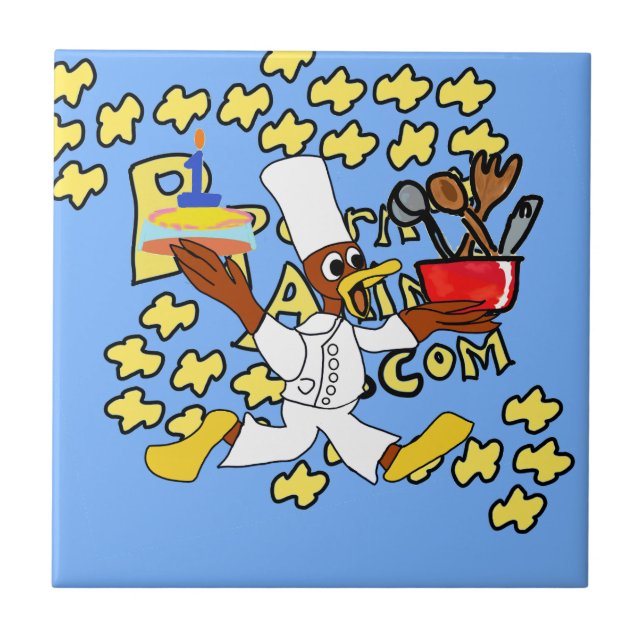 Blue Popcorn Anime Koch Ducky Kazoo Keramik Tile Fliese (Vorderseite)