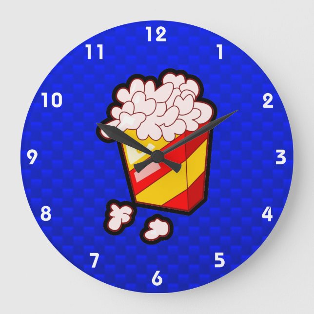Blue Popcorn Große Wanduhr (Vorderseite)