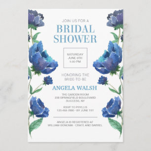 Blue Poppies Bridal Dusche Einladung